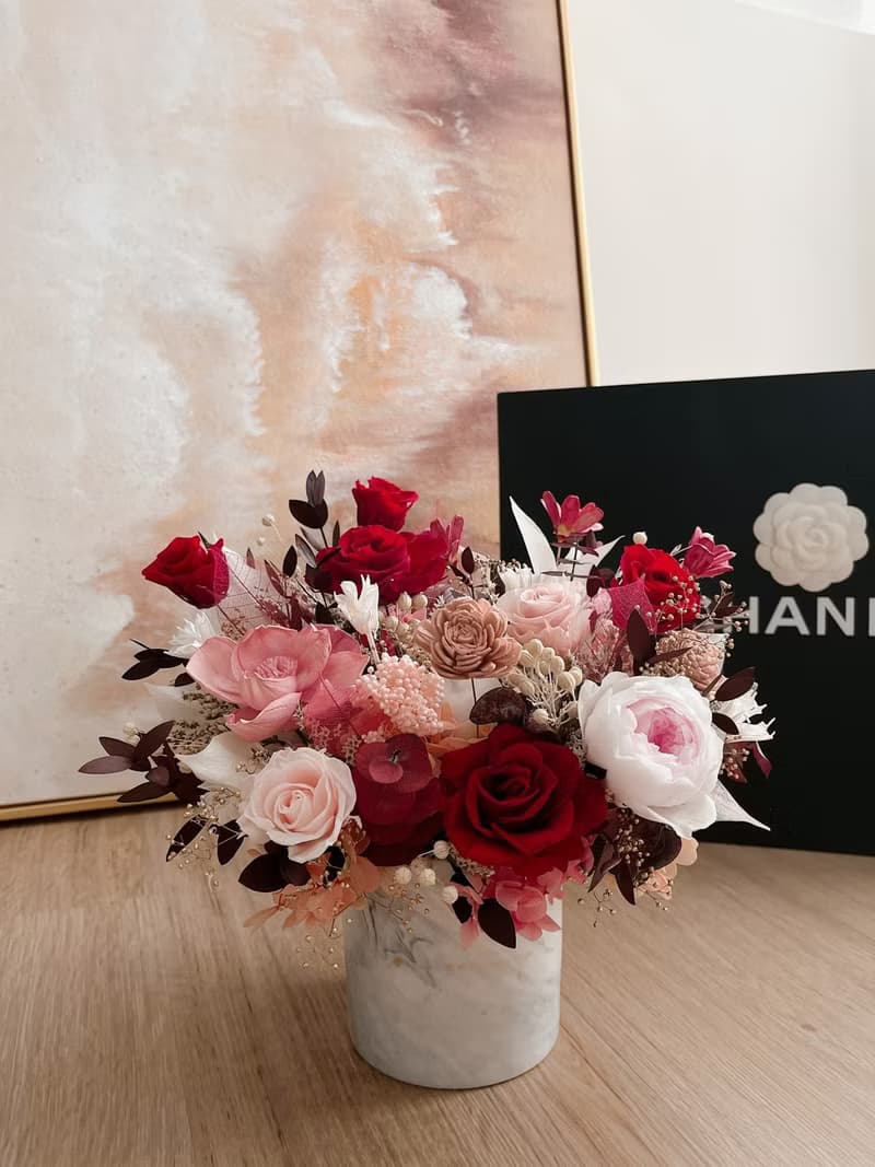 紅粉永生盆花 喜慶永生盆花 永生玫瑰花 開幕盆花 祝賀花禮 結婚