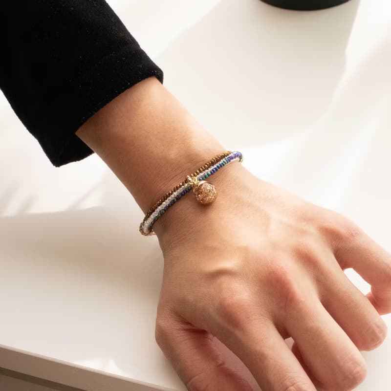 Crystal Beads & Snowball Bracelet