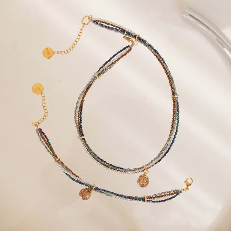 Crystal Beads & Snowball Bracelet