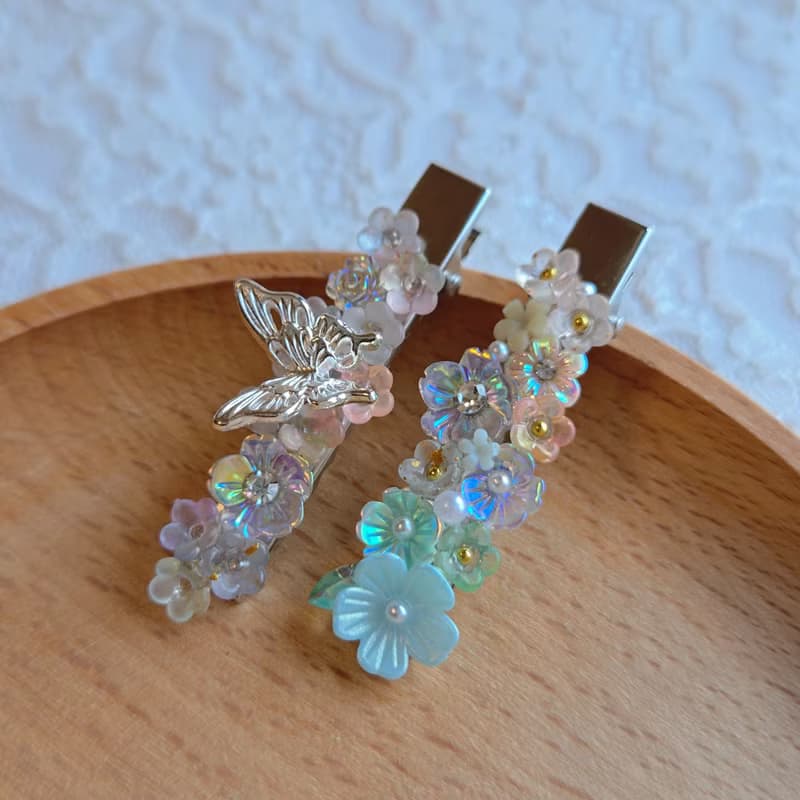 盛放 Blooming 髮夾 蝴蝶 花 原創 手作 送禮 兩款合售