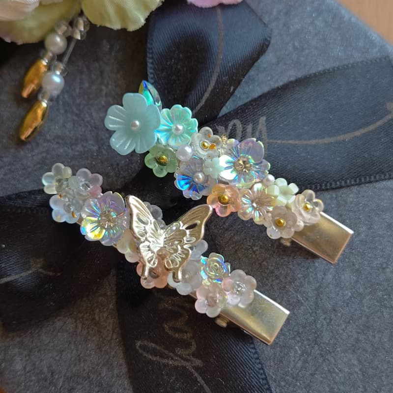 盛放 Blooming 髮夾 蝴蝶 花 原創 手作 送禮 兩款合售