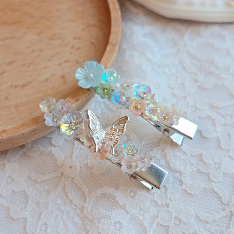 盛放 Blooming 髮夾 蝴蝶 花 原創 手作 送禮 兩款合售