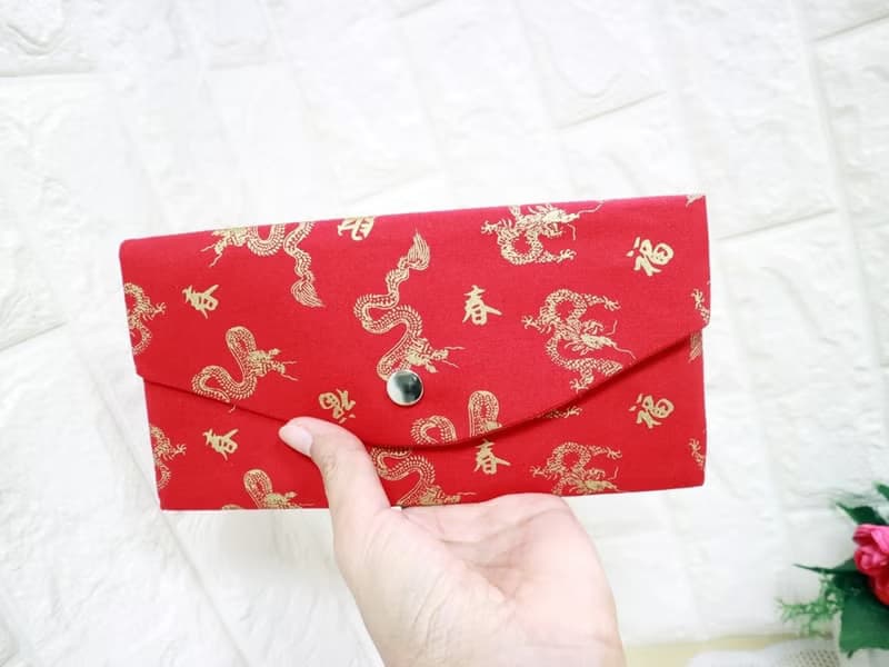 龍 新年 拉鍊 布紅包袋. 布長夾.收納袋 錢包 存摺 現金收納袋