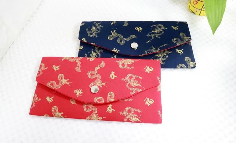 龍 新年 拉鍊 布紅包袋. 布長夾.收納袋 錢包 存摺 現金收納袋