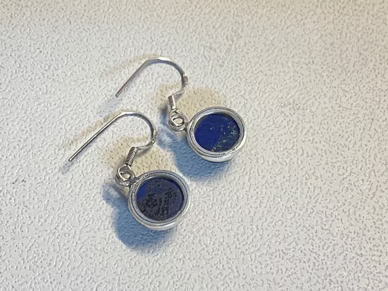 天然 青金石 耳環 耳飾 尼泊爾 手工製 925純銀