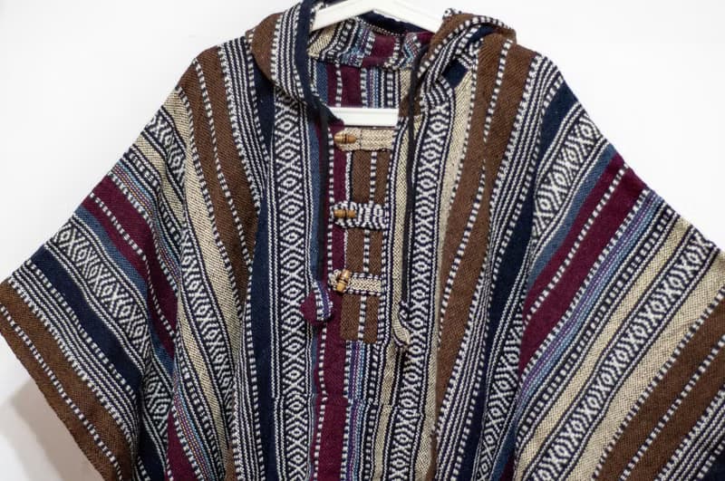 印地安民族風流蘇斗篷/波希米亞斗篷披肩/棉麻連帽斗篷-咖摩洛哥