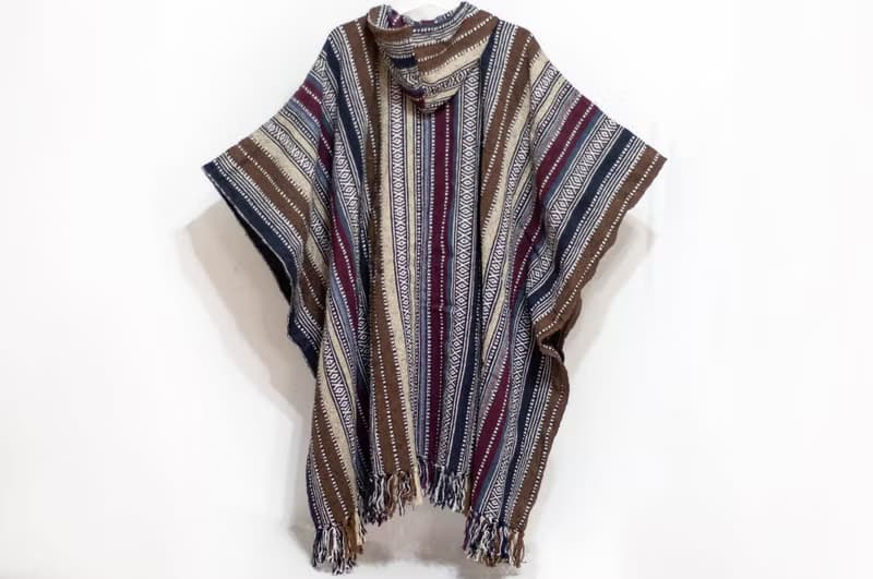 印地安民族風流蘇斗篷/波希米亞斗篷披肩/棉麻連帽斗篷-咖摩洛哥