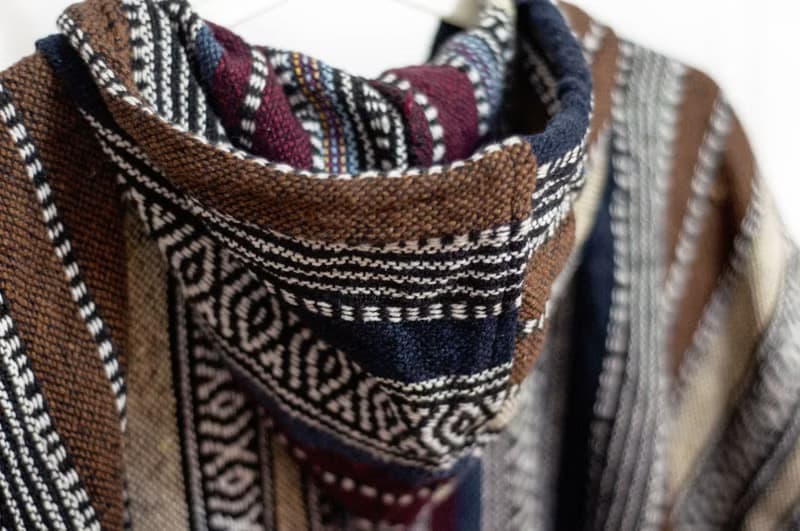 印地安民族風流蘇斗篷/波希米亞斗篷披肩/棉麻連帽斗篷-咖摩洛哥