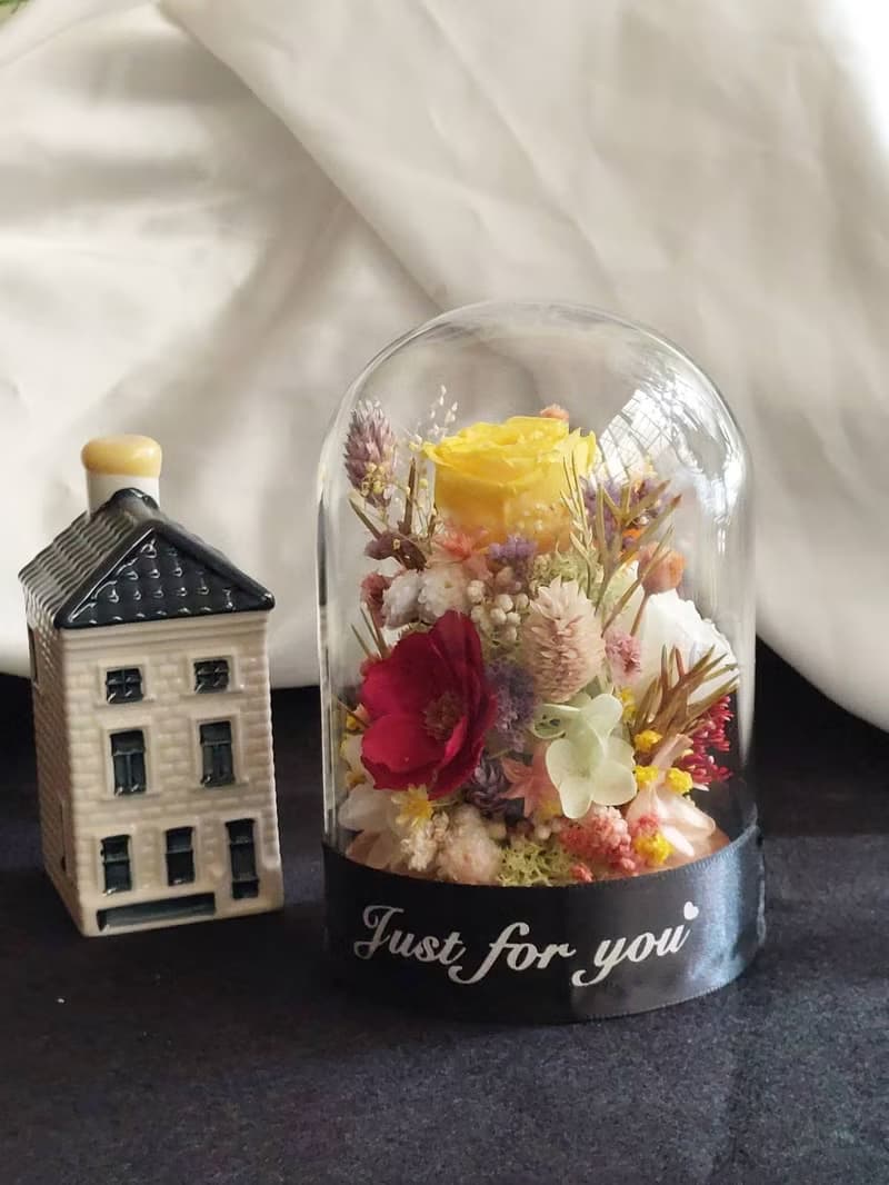 溫帶花園 永生花玻璃罩.花盅 祝賀花禮 生日.情人節.母親節.畢業