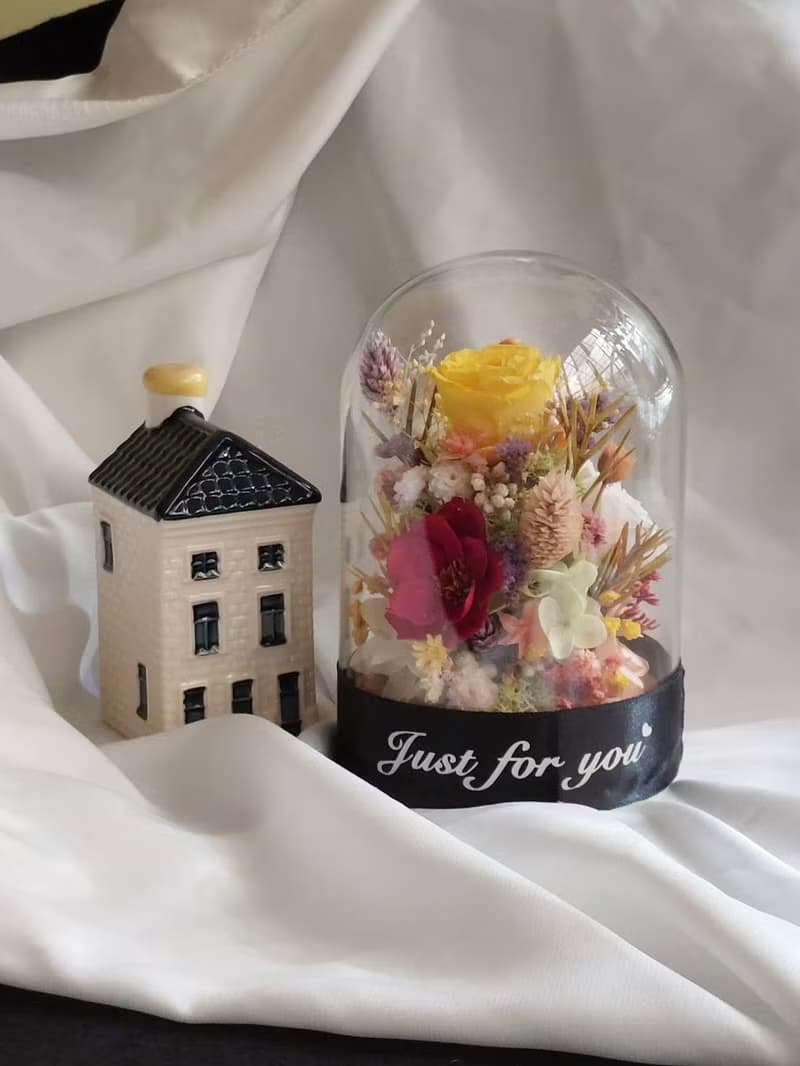 溫帶花園 永生花玻璃罩.花盅 祝賀花禮 生日.情人節.母親節.畢業