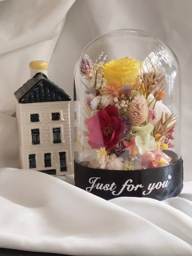 溫帶花園 永生花玻璃罩.花盅 祝賀花禮 生日.情人節.母親節.畢業