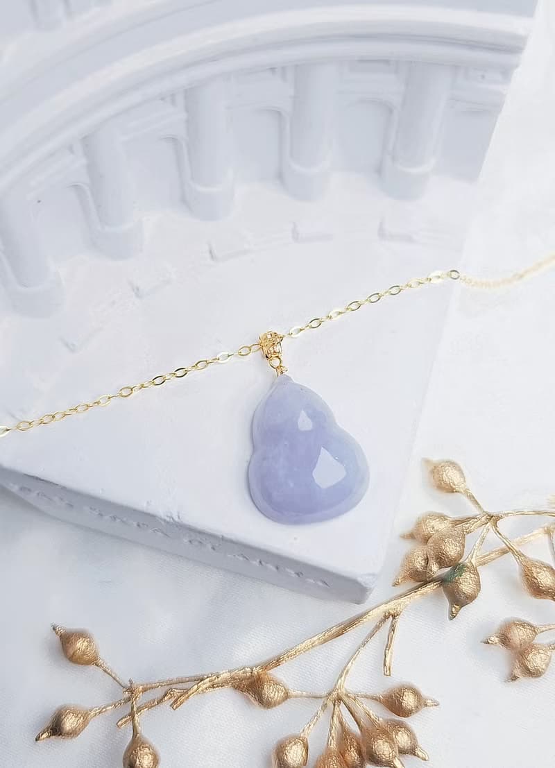 有福•有財•有貴人|純18k金紫葫蘆|緬甸A貨翡翠吊墜項鍊