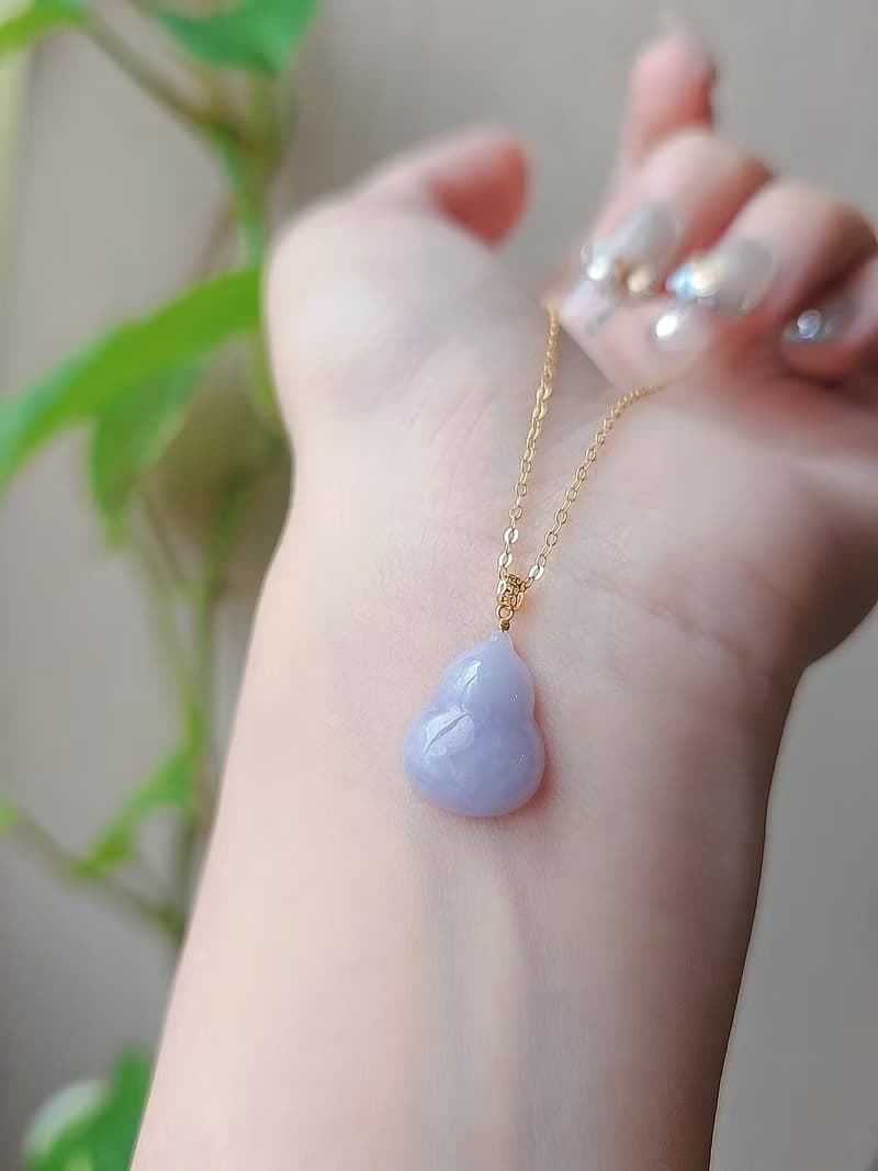 有福•有財•有貴人|純18k金紫葫蘆|緬甸A貨翡翠吊墜項鍊