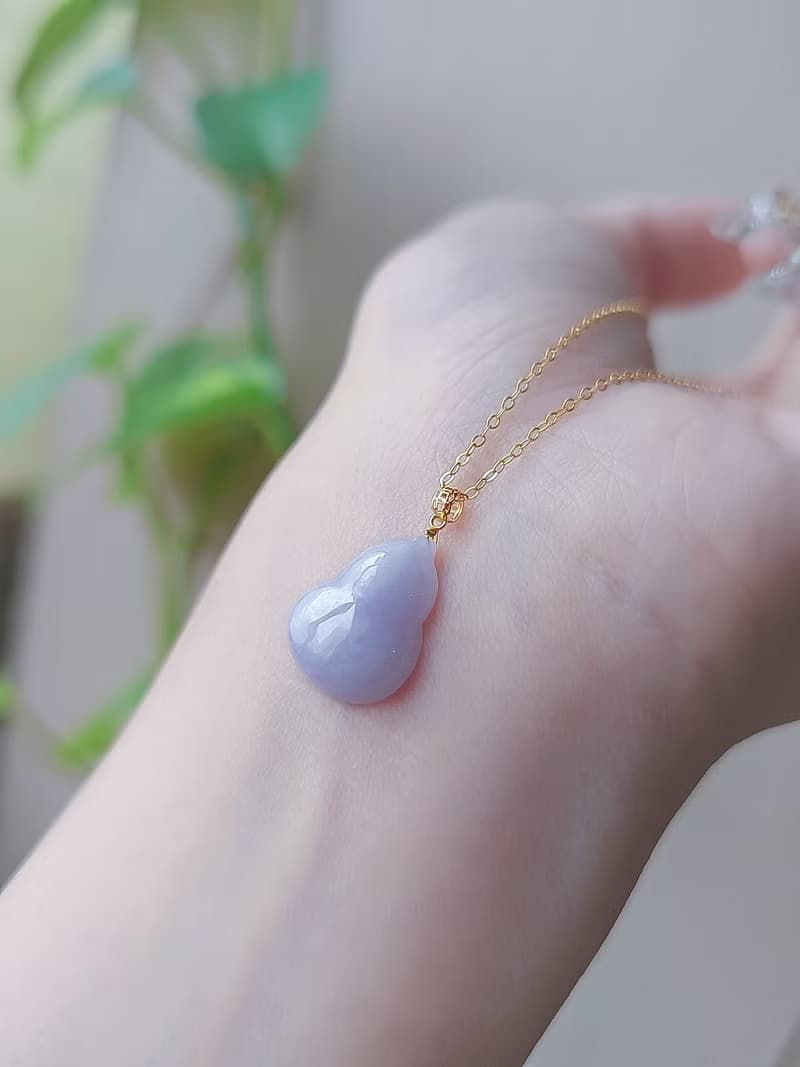 有福•有財•有貴人|純18k金紫葫蘆|緬甸A貨翡翠吊墜項鍊