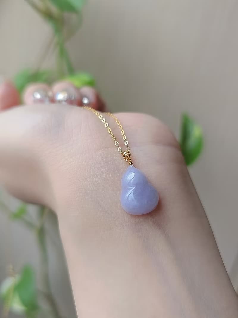 有福•有財•有貴人|純18k金紫葫蘆|緬甸A貨翡翠吊墜項鍊