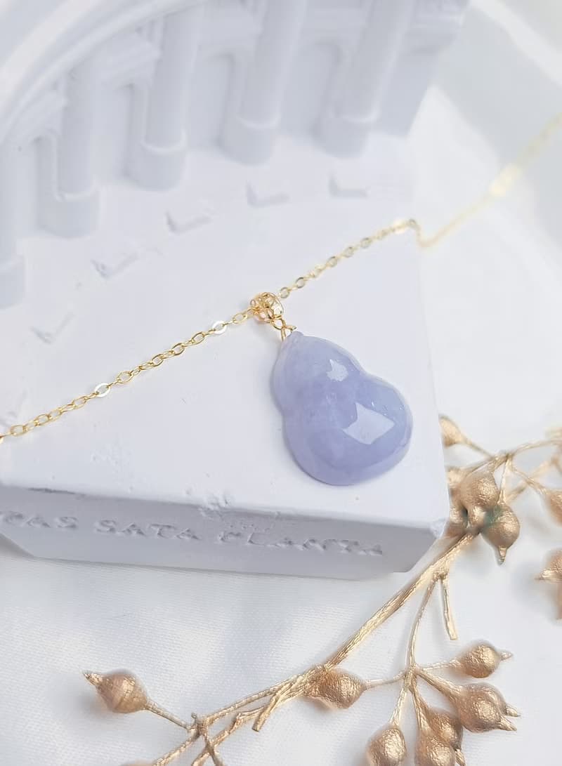 有福•有財•有貴人|純18k金紫葫蘆|緬甸A貨翡翠吊墜項鍊