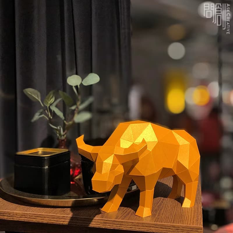 DIY手作3D紙模型 禮物 擺飾 節慶系列-新年金色水牛