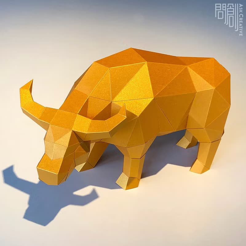 DIY手作3D紙模型 禮物 擺飾 節慶系列-新年金色水牛