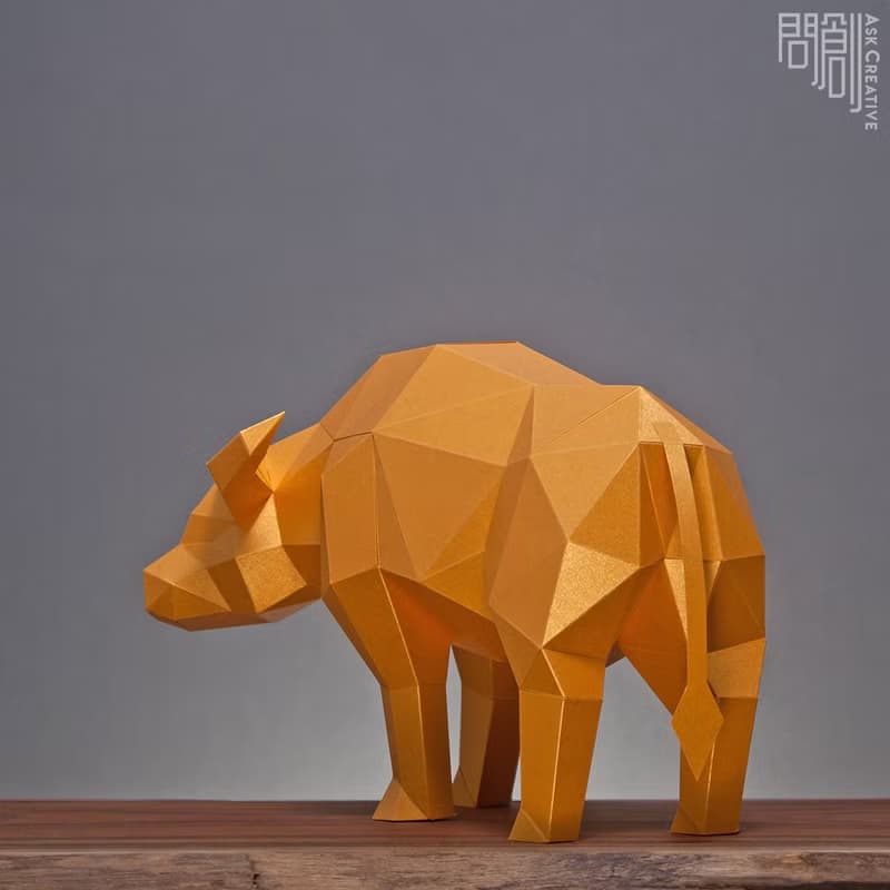 DIY手作3D紙模型 禮物 擺飾 節慶系列-新年金色水牛