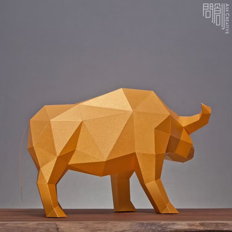 DIY手作3D紙模型 禮物 擺飾 節慶系列-新年金色水牛