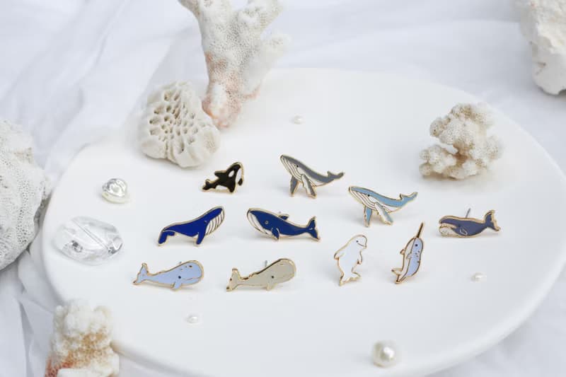 鯨魚組合 Whale 海洋生物 夾式耳環 手工飾品 生日禮物 紙盒包裝