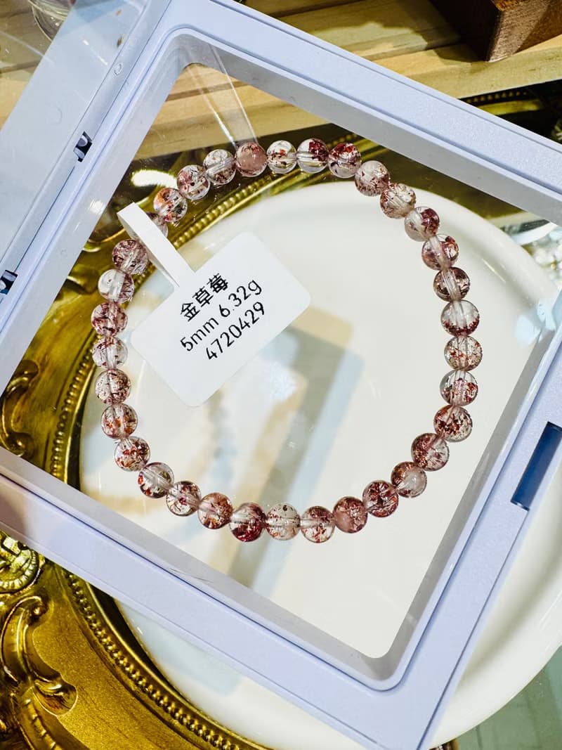 天然高透體彼岸花紅超七金草莓5mm6.32g貴人運桃花三輪骨幹水晶