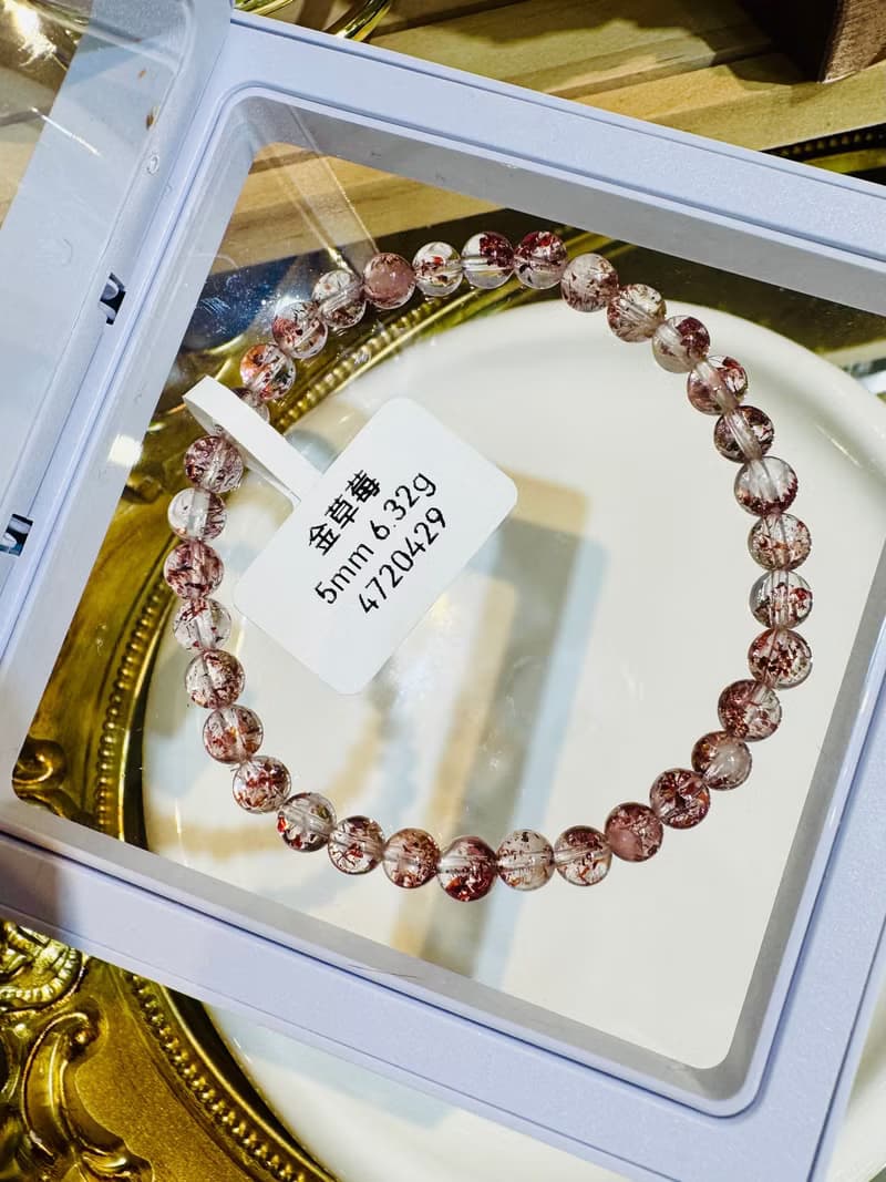 天然高透體彼岸花紅超七金草莓5mm6.32g貴人運桃花三輪骨幹水晶