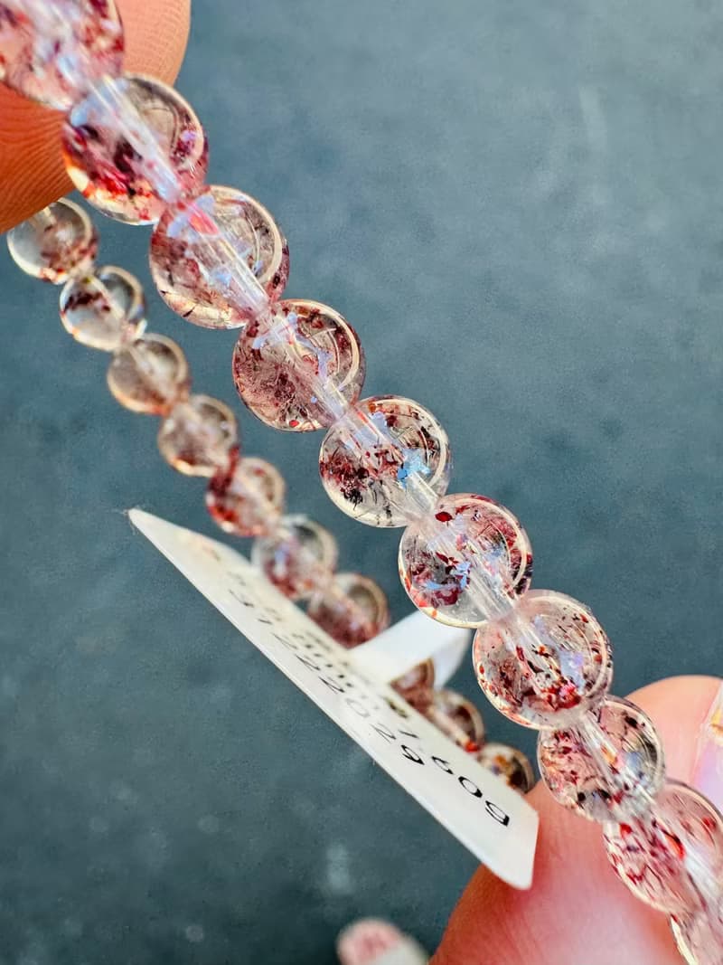 天然高透體彼岸花紅超七金草莓5mm6.32g貴人運桃花三輪骨幹水晶