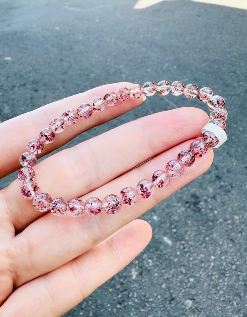 天然高透體彼岸花紅超七金草莓5mm6.32g貴人運桃花三輪骨幹水晶