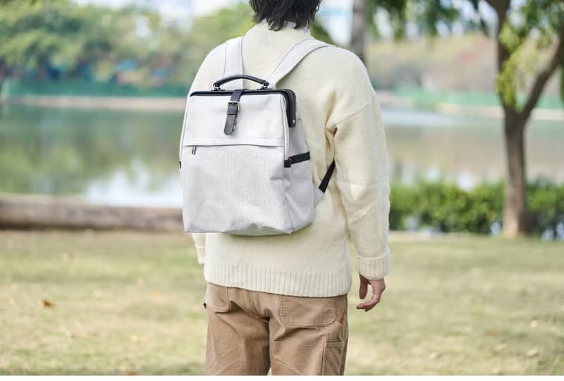 【帆布遇上皮革】口金背包復古拼接休閒雙肩包真皮帆布包簡約時尚