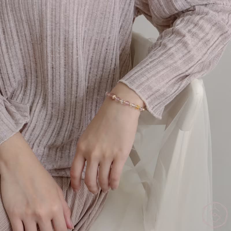 晚宴會 | 草莓晶 黃水晶 白水晶 | 天然水晶手鍊