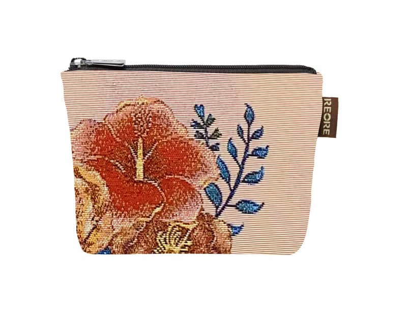 中零錢包 防潑水 平織緹花 紅苓