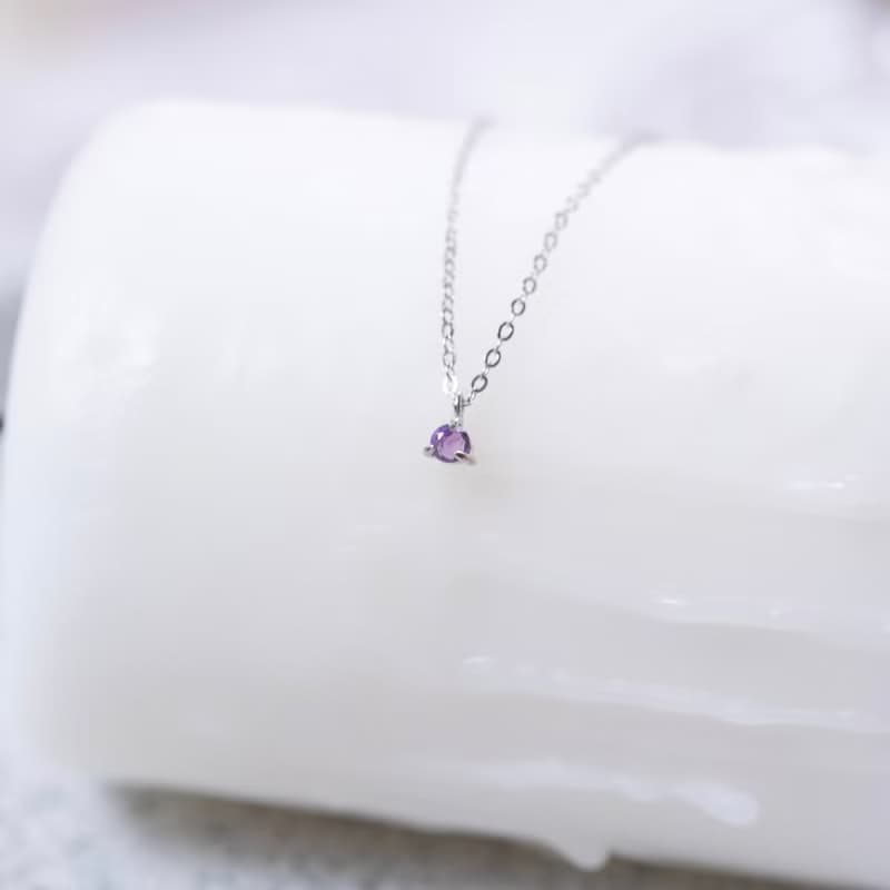 紫水晶925純銀誕生石項鍊-二月誕生石