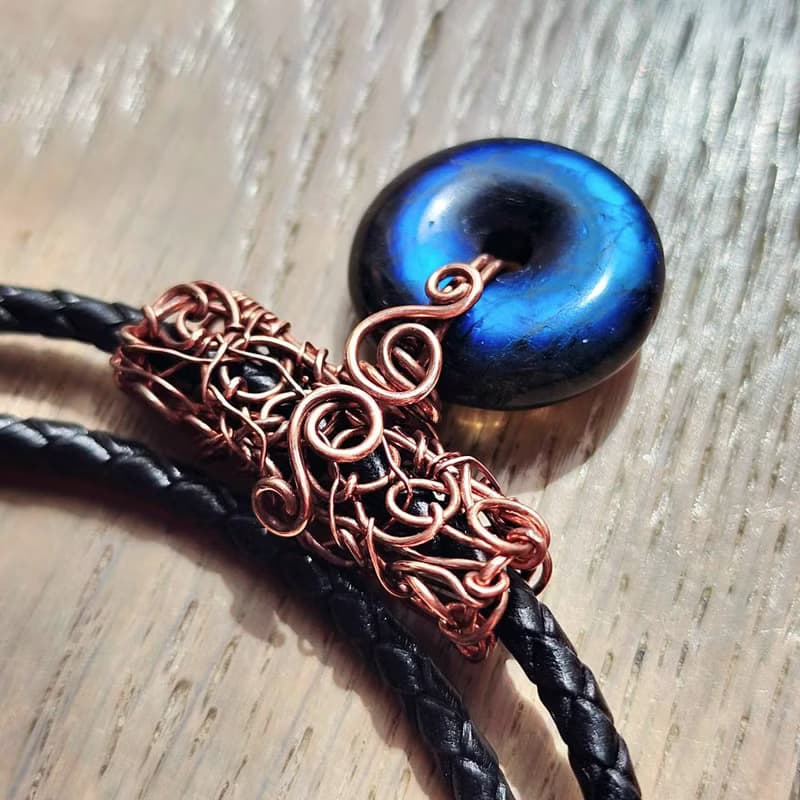 【曲水辰手作】拉長石金屬線編織項鍊