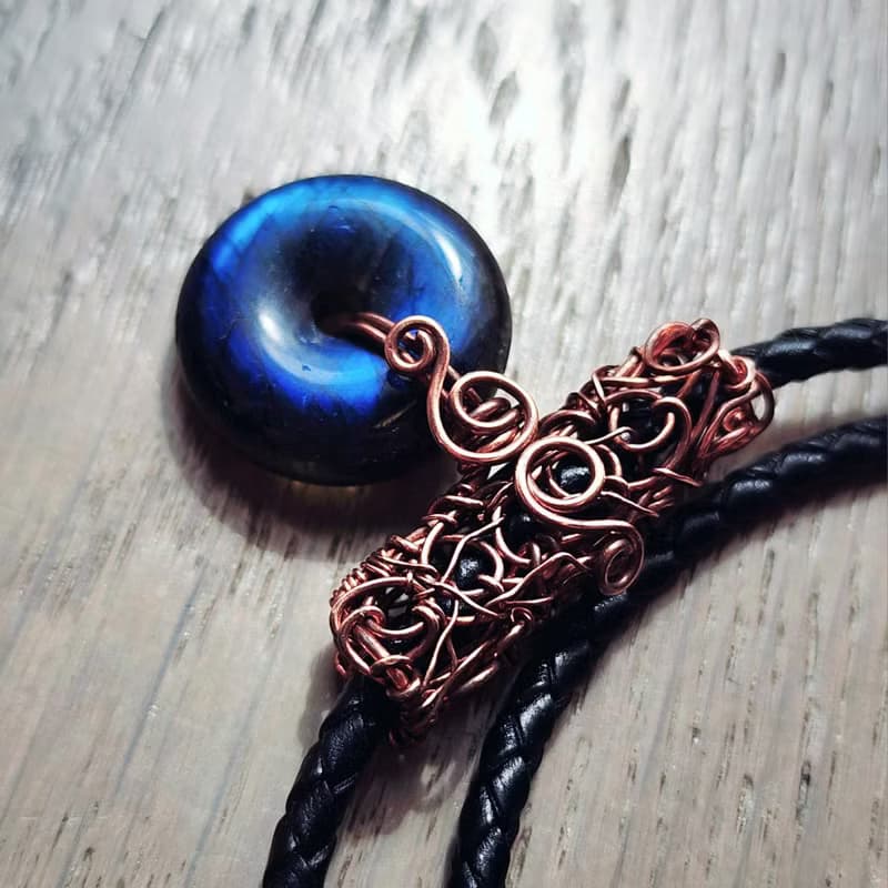 【曲水辰手作】拉長石金屬線編織項鍊