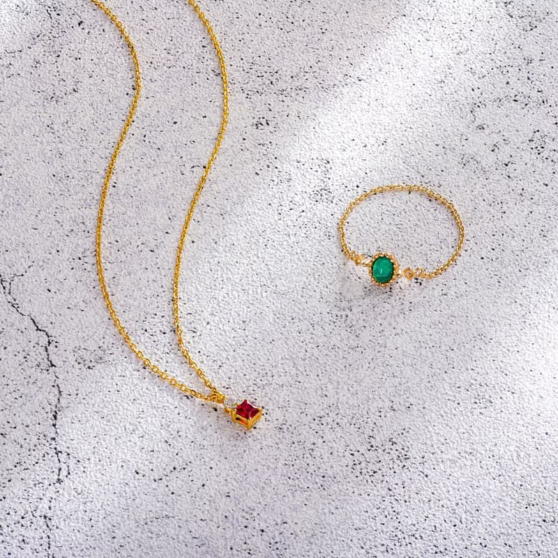 拜占庭風格天然祖母綠18K復古鍊戒/裸感/固定圍鍊戒