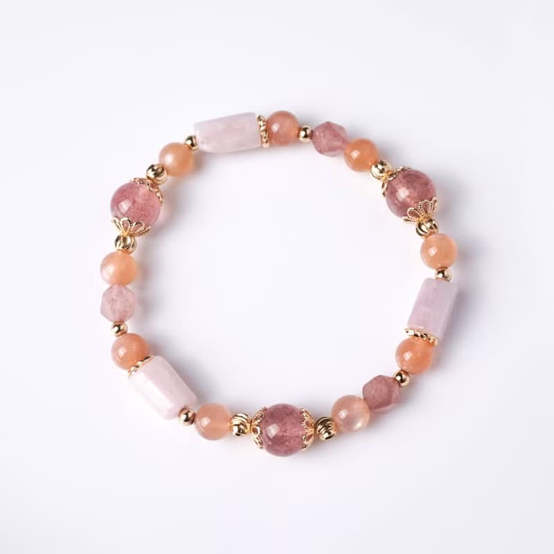 神代櫻 // 紫鋰輝石草莓晶橙月光石 手鍊 // 關愛自我 桃花 貴人