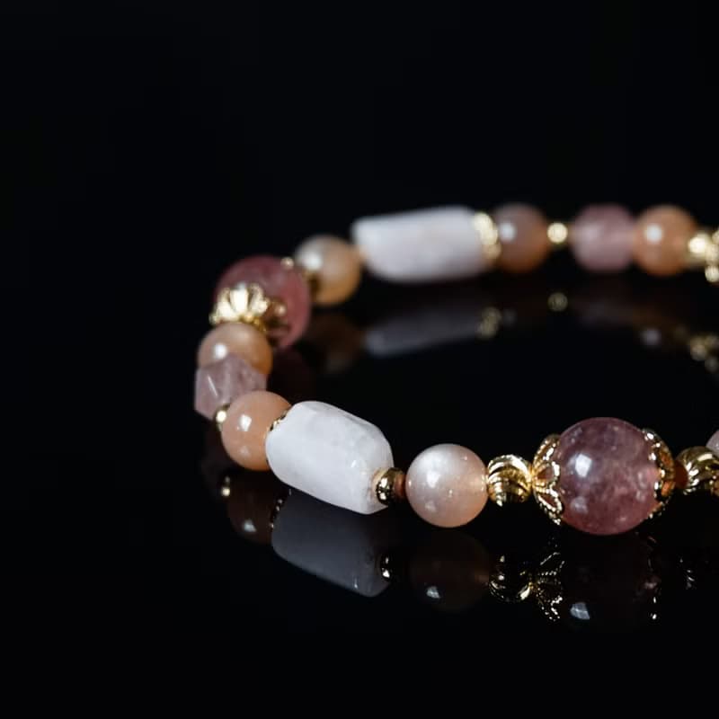 神代櫻 // 紫鋰輝石草莓晶橙月光石 手鍊 // 關愛自我 桃花 貴人