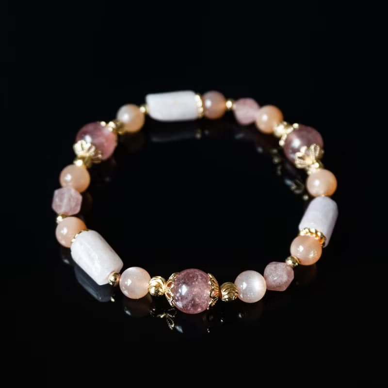 神代櫻 // 紫鋰輝石草莓晶橙月光石 手鍊 // 關愛自我 桃花 貴人
