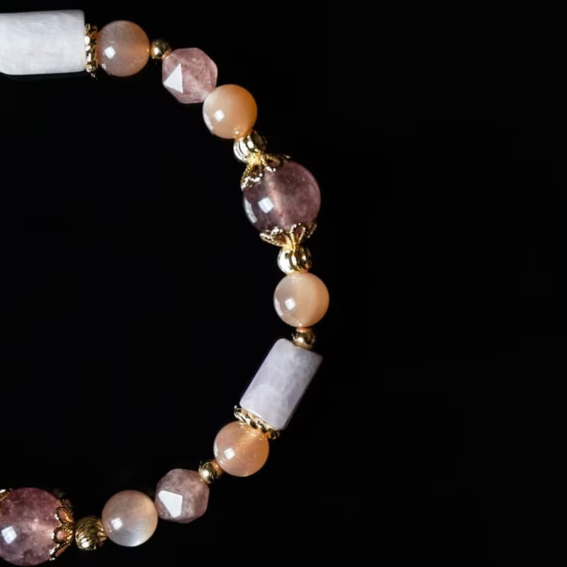 神代櫻 // 紫鋰輝石草莓晶橙月光石 手鍊 // 關愛自我 桃花 貴人