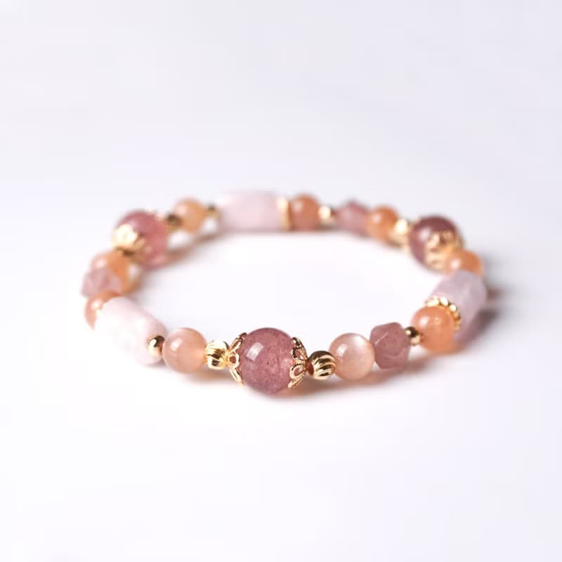 神代櫻 // 紫鋰輝石草莓晶橙月光石 手鍊 // 關愛自我 桃花 貴人