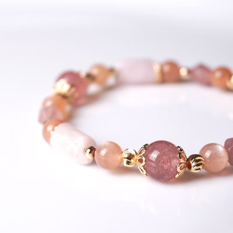 神代櫻 // 紫鋰輝石草莓晶橙月光石 手鍊 // 關愛自我 桃花 貴人