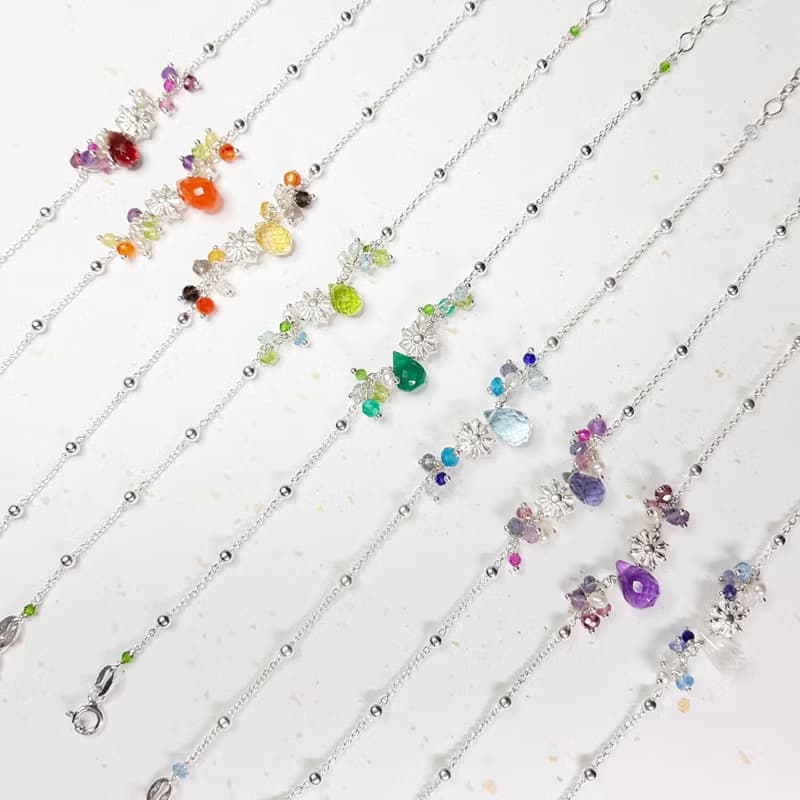 優雅小妞系列~橄欖石 - 托帕石純銀手鍊  Peridot  Topaz 免費【