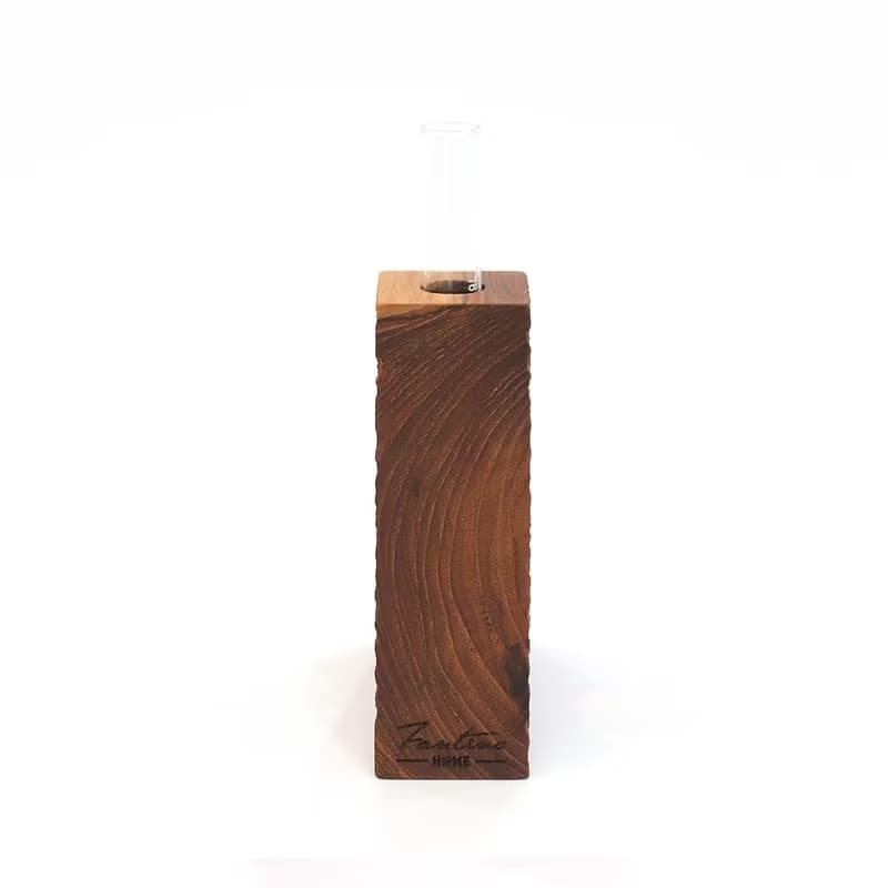 【快速出貨】天然柚木玻璃管花器-三角波點款 /辦公小物