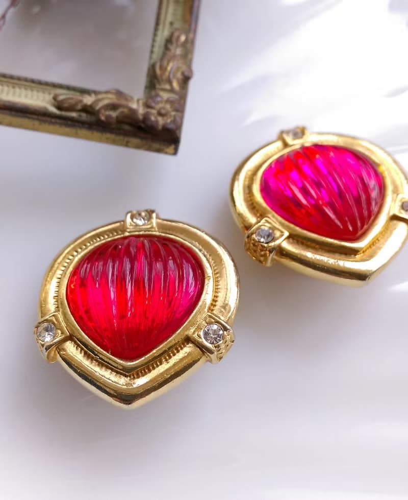 Vintage Jewelry 西洋古董飾品  紅果子 夾式耳環