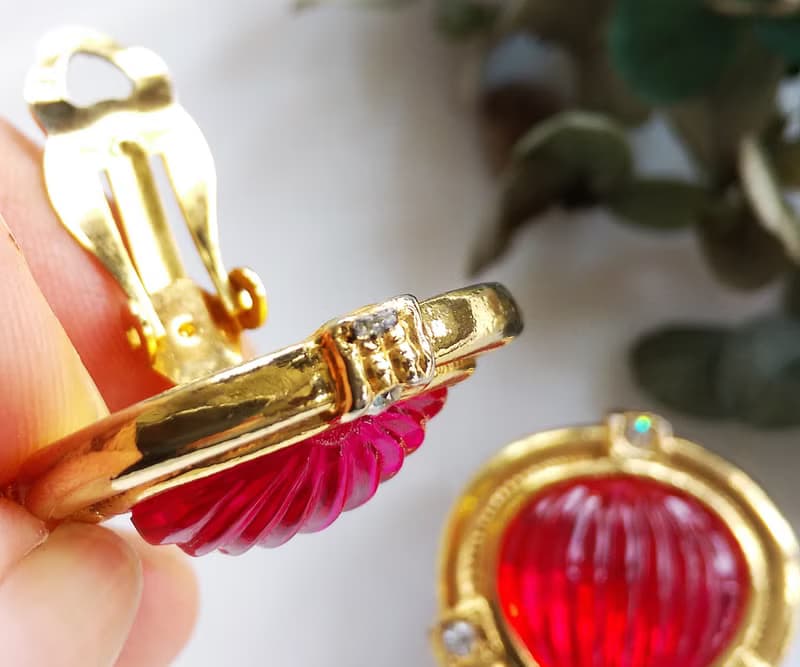Vintage Jewelry 西洋古董飾品  紅果子 夾式耳環