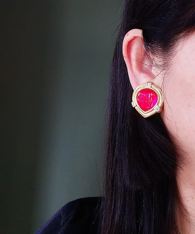 Vintage Jewelry 西洋古董飾品  紅果子 夾式耳環