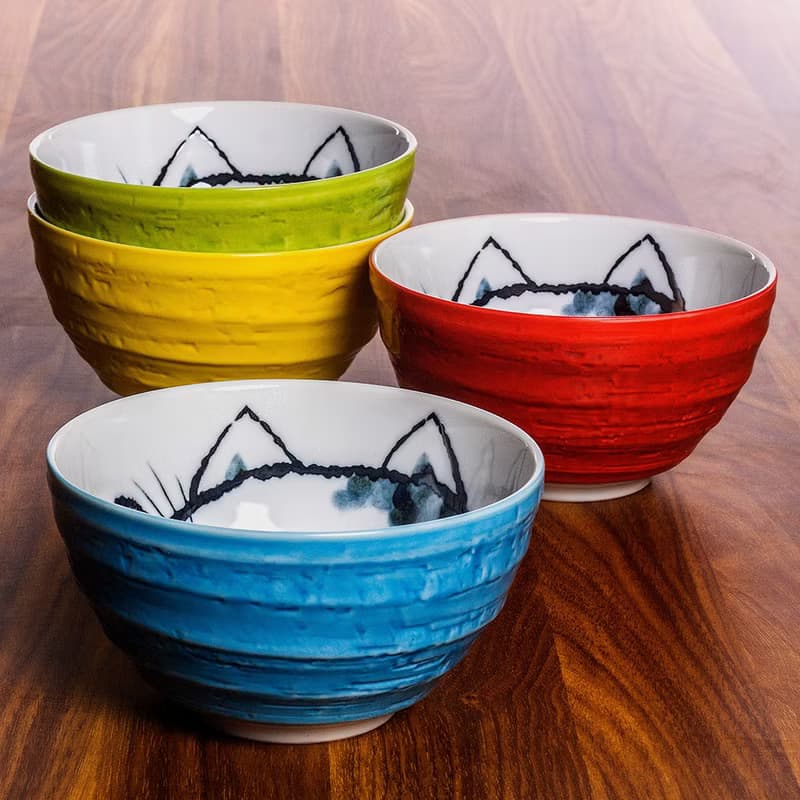 美濃燒日本招財貓陶瓷碗湯碗沙拉碗拉麵碗大號家用飯碗釉下彩日式