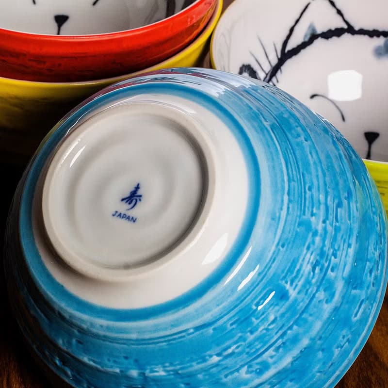 美濃燒日本招財貓陶瓷碗湯碗沙拉碗拉麵碗大號家用飯碗釉下彩日式