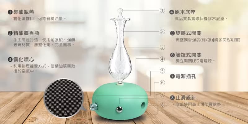 【贈精油】馬卡龍-綠擴香儀 |無水擴香 |禮贈 |畢業禮物